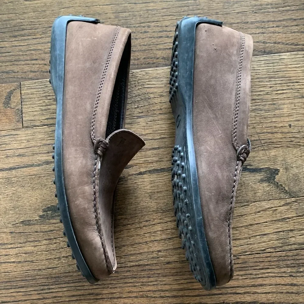 Tod’s brown leather driving shoes pebble rubber sole men’s size 8